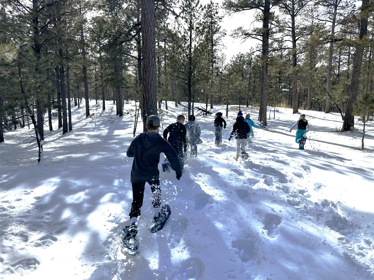 School in the Woods students snowshoeing in Black Forest